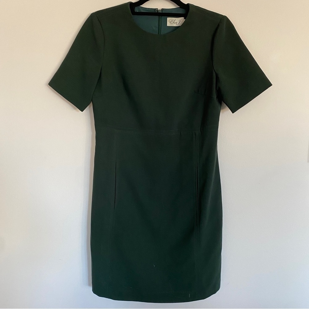 Eliza J Deep Forest Green Short Sleeve Sheath Dress - Picture 2 of 5